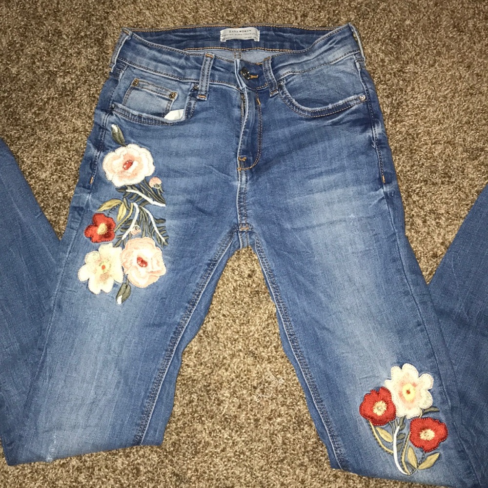 Zara embroidered jeans